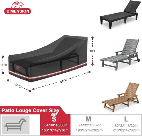 Miniatura 2 de Turtle Life Funda para silla de patio, impermeable, resistente, para exteriores, con ventilación de aire mejorada, 1 paquete, 64 pulgadas de largo x
