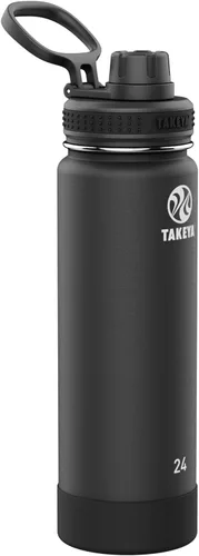 Miniatura 25 de Takeya Actives - Botella de agua de acero inoxidable, con aislamiento térmico y tapa de boquilla, capacidad de 24 onzas, color azul piedra Piedra
