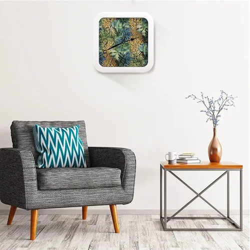 Miniatura 5 de 10" Square Modern Wall Clock,Animal Leopard Jungle Print Kitchen Clocks Wall Battery Operated,Silent Non Ticking Unique Funny Cute Wall Clock for
