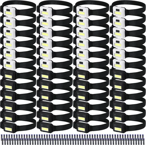 Paquete de 48 linternas LED para faros delanteros, brillantes, impermeables, linterna de cabeza de inundación, 800 lúmenes a granel con 3 modos, 144