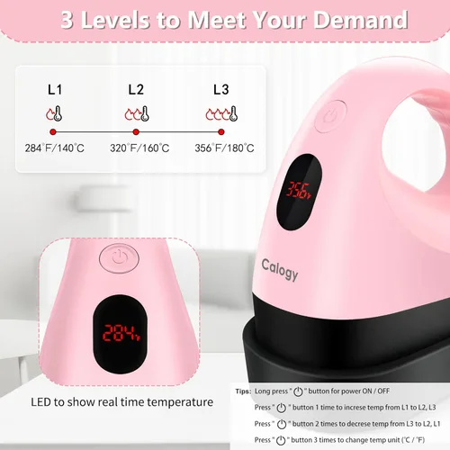 Miniatura 3 de Calogy Mini prensa de calor, máquina de transferencia de calor, control de temperatura constante, base de seguridad aislada, se adapta a Rosa