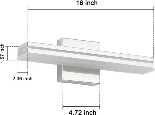 Miniatura 4 de SineRise Barra de Luz LED Moderna para Tocador de Baño de 16 Pulgadas, Accesorios de Iluminación de Pared de Baño Modernos de Acrílico Cromado Sobre
