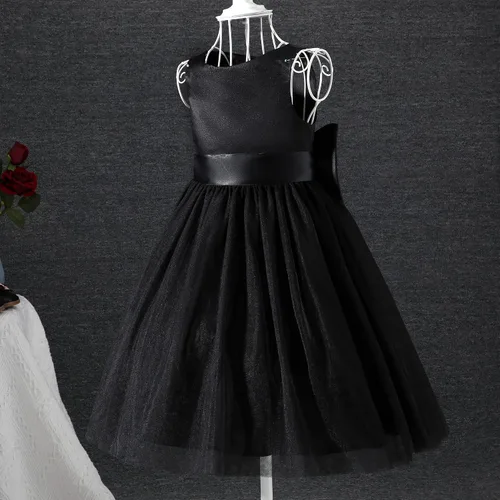 Miniatura 8 de OPAWO Vestidos negros para niña de flores para boda, vestido de Halloween, vestido de tul de encaje 3D satén princesa vestido de fiesta de bebé