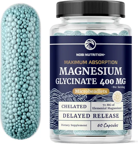 Magnesium Glicinato 400mg | Magnesio de Alta Absorción para el Sueño, la Calma, la Relajación Muscular, el Corazón, el Soporte Óseo y Nervioso para