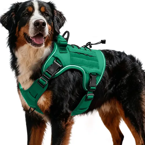 Miniatura 79 de Arnés táctico para perros grandes, chaleco reflectante ajustable sin tirones con sistema Molle, control de grado militar K9 para entrenamiento