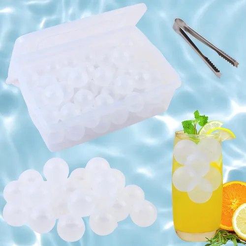 Miniatura 8 de BYTTME Cubos de hielo reutilizables con tapa y contenedor, paquete de 60 cubos de plástico para bebidas, libres de BPA, cubos de hielo reutilizables