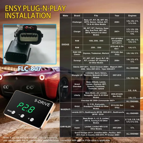 Miniatura 2 de Liiiyuan Controlador de respuesta del acelerador, acelerador electrónico inteligente de carreras 9 unidades 9 modos universal para Dodge Maserati