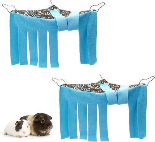 Miniatura 15 de RIOUSSI Escondite para Cobayas Escondite de Rincón Forro Polar Juguetes Accesorios de Jaula con Lados Reversibles, Hojas Negras