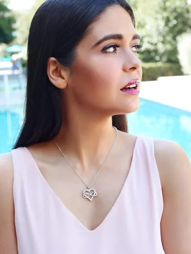 Miniatura 4 de Sash & Soph Collar de corazón infinito para mujer, collar de corazón de plata de ley 925 para novia, colgante de corazón de amor en cadena de 18