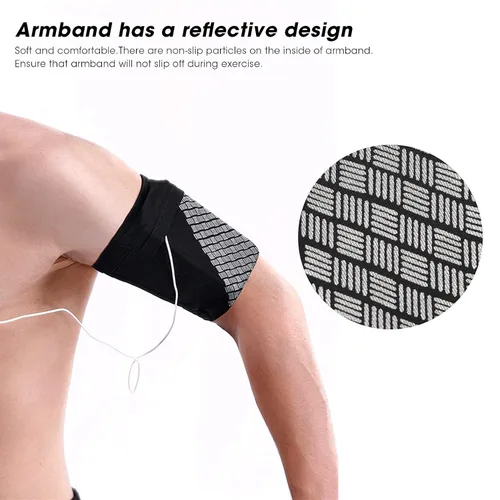 Miniatura 4 de Brazalete deportivo para teléfono, protector negro, adecuado para varios deportes, material ultraligero, diseño reflectante para visibilidad