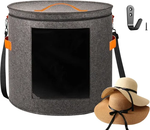 Miniatura 7 de Caja de almacenamiento de sombreros extragrande de kushon para mujeres y hombres, 19" de diámetro x 17" de alto, cajas para sombreros de vaquero
