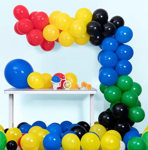 Miniatura 5 de Ponamfo Globos de látex negros para fiesta, 100 globos de 18 + 12 + 10 + 5 pulgadas, kit de arco de globos como globos de fiesta de cumpleaños
