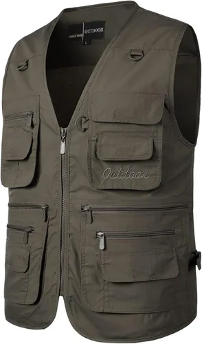 Miniatura 2 de Chaleco de pesca para hombre, de secado rápido, con bolsillos, transpirable, para fotografía, para exteriores, sin mangas