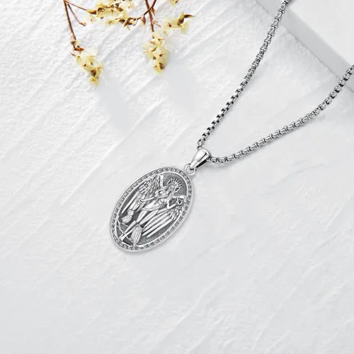 Miniatura 33 de Collar de pentagrama de plata de ley con triple luna, diosa celta, nudo celta, nudo de brujas, Ankh, sol y luna, Hécate, lilith, Santa Muerte