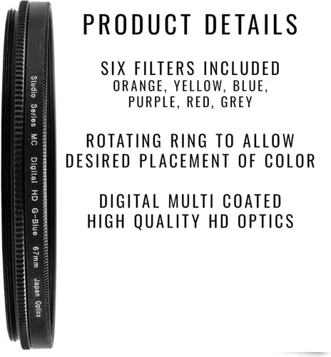 Miniatura 2 de Acuvar Kit de filtro de lente de color graduado de 1.929 in - Juego de 6 filtros degradados para lentes de cámara DSLR - Compatible con Canon