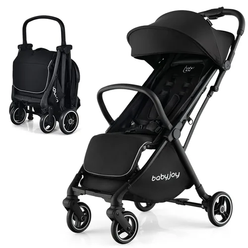 Miniatura 11 de BABY JOY Cochecito de bebé ligero, cochecito de viaje compacto para avión, cochecito para bebés y niños pequeños con respaldo y toldo ajustables