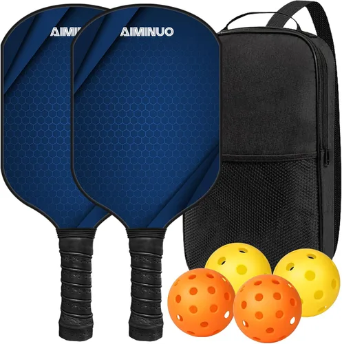 Miniatura 11 de Palas de pickleball de fibra de vidrio, juego de paletas de pickleball ligeras de 0.63 pulgadas para hombres, mujeres, niños, interiores y exteriores