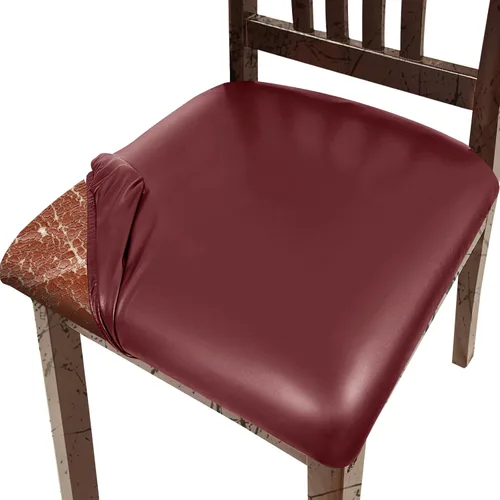 Miniatura 15 de Juego de 4 fundas de asiento para sillas de comedor de cuero PU, impermeables, fundas elásticas para sillas de comedor/cocina/hotel, fundas