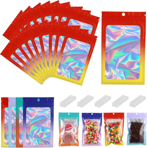 Miniatura 33 de 400 bolsas de Mylar resellables de 4 x 5 pulgadas, color negro, para almacenamiento de alimentos, bolsa resellable de Mylar con ventana transparente