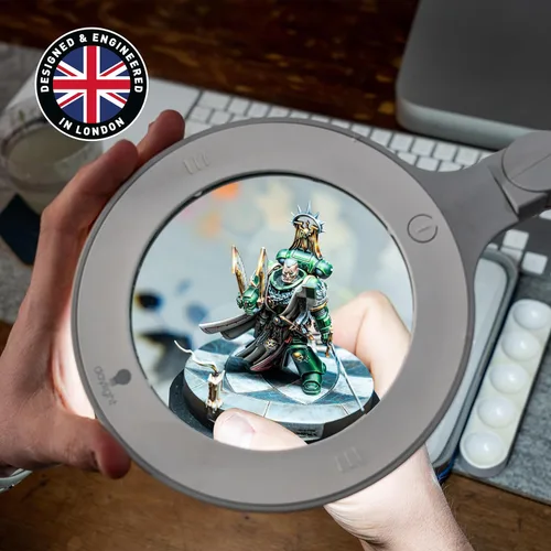 Miniatura 5 de Omega 5 - Lámpara de aumento LED de alta calidad con lentes de vidrio intercambiables, brazo ajustable e interruptor de atenuación