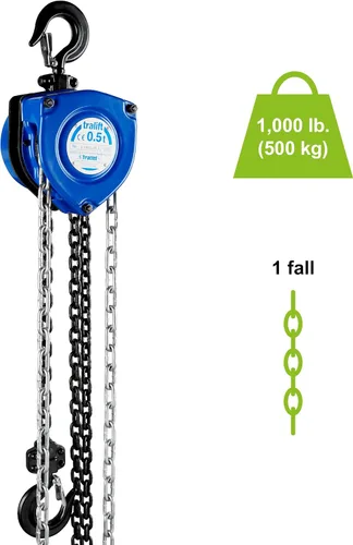 Miniatura 4 de Tractel Polipasto de cadena manual 1/2 tonelada - capacidad de 1000 libras Cadena de acero de 10 pies Acero de grado industrial