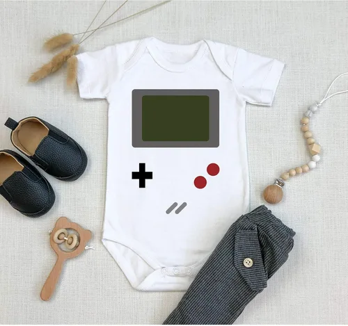 Miniatura 3 de Juego Boy Divertido Adorable Bebé Ducha Gamer Mono Mono
