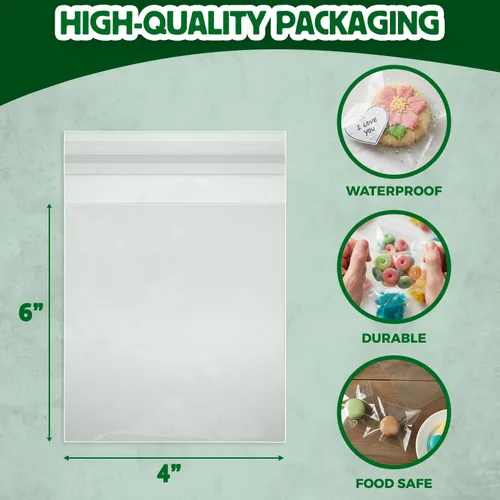 Miniatura 3 de Seal Fresh Bolsas de celofán autosellantes – 4 x 6 pulgadas (1000 unidades) – Bolsa de plástico transparente resellable para violonchelo – Bolsas