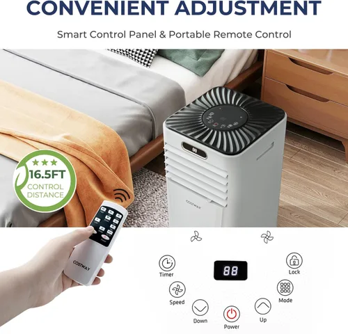 Miniatura 3 de COSTWAY - Aire acondicionado portátil, enfriador de aire de 10000 BTU con secado, ventilador, modo de suspensión, 2 velocidades, función de Blanco