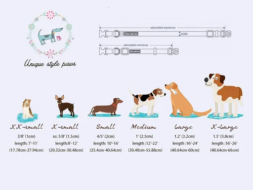 Miniatura 6 de Unique style paws - Collar para perro con hebilla de metal, naranja, duradero, lindo collar para perros pequeños, medianos y grandes