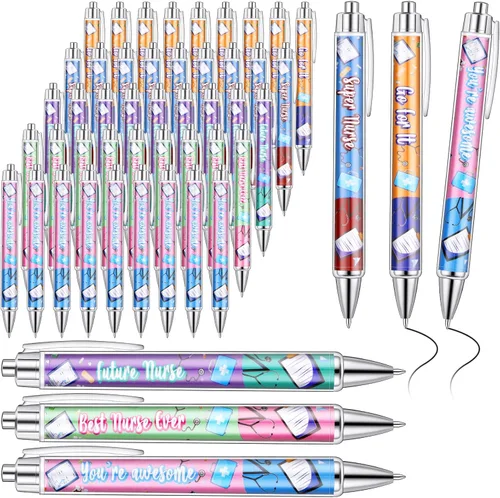 Jetec 50 Piezas Bolígrafos de Enfermera Bolígrafos Esféricos a Granel Regalo de Navidad CNA Apreciación Tinta Bolígrafos Divertidos Juego Médico