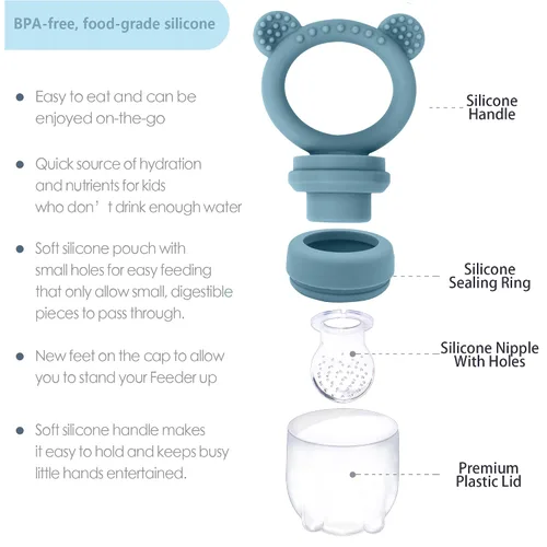 Miniatura 3 de BIGSPINACH Comedero de alimentos para bebés con mordedor de paletas de leche materna, alimentador de forraje de silicona para bebés, contenedor