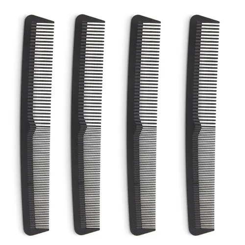 Miniatura 8 de Peines de barbero de fibra de carbono de alta calidad, paquete de 4, peine de barbero resistente al calor, 7.3 pulgadas, ideal para uso doméstico