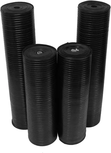 Rubber-Cal Tapete de goma corrugada de canalé ancho, 0.118 in de grosor x 4 pies x 1 pie
