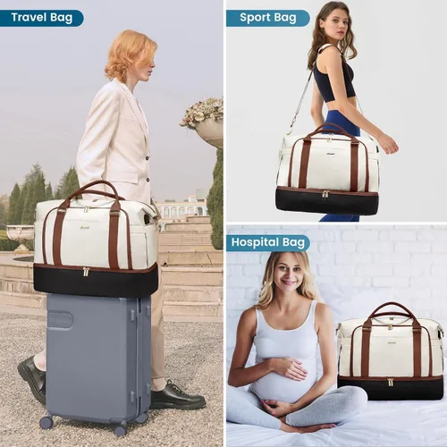 Miniatura 6 de LOVEVOOK Bolsa de viaje para mujer, bolsa de transporte de gran capacidad con bolsa de aseo