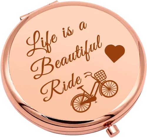 Regalo de ciclismo para niña, espejo de maquillaje compacto, para amantes de la bicicleta, regalo para mujeres, amigas, regalo de bicicleta para