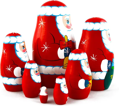 Miniatura 2 de Muñecos de anidación de madera de Papá Noel de Navidad, 7 piezas, decoración de Navidad de Papá Noel, ideas de regalos de muñecas - Matryoshka