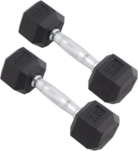 Body Sport Mancuernas hexagonales con revestimiento de goma, par de mancuernas para ejercicios, equipo de entrenamiento de fuerza, accesorios de