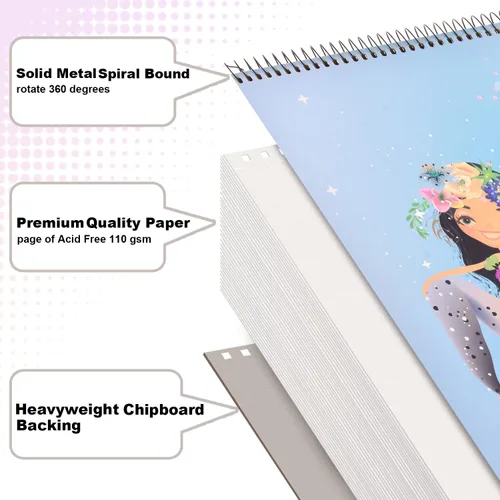Miniatura 3 de Cuaderno de bocetos, 8 x 11.5 pulgadas, 100 páginas (110 gsm), bloc de bocetos encuadernado en espiral, cuaderno de bocetos duradero sin ácido