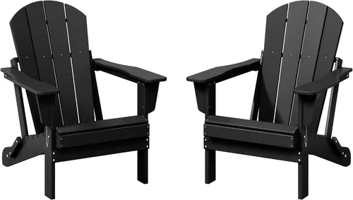 Miniatura 32 de WestinTrends Malibu HDPE - Silla plegable Adirondack de polietileno para exteriores, color negro