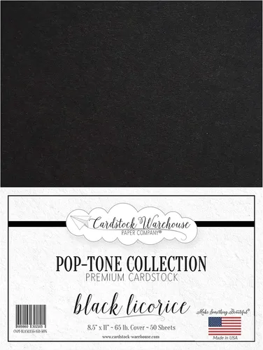 Cardstock Warehouse Papel de Cartulina Pop-Tone Negro Licor de Anis – 50 Hojas, 8.5 x 11" - 65 lb / 175 GSM Cartulina Negra Premium para Corte de