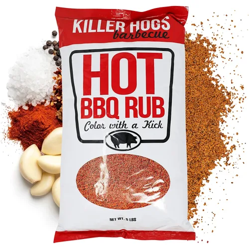 Killer Hogs Hot BBQ Rub | Championship Grill Condimento para carne de res, bistec, hamburguesas, cerdo y pollo | 5 libras