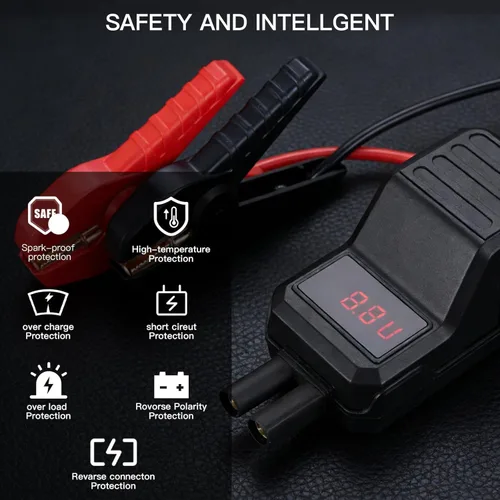 Miniatura 4 de MEGAWISE Abrazaderas de arranque inteligentes, cables de abrazadera de refuerzo automotriz, abrazaderas de cocodrilo de repuesto con pantalla LCD