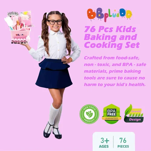 Miniatura 8 de Juego de 76 piezas para hornear y cocinar para niños, delantal para padres e hijos, kit de decoración de tartas, bolsas y puntas, utensilios