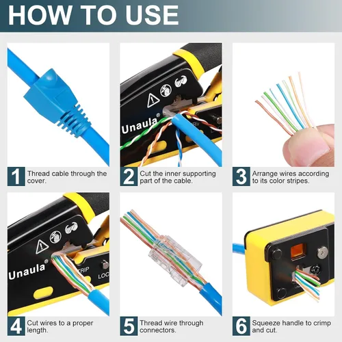 Miniatura 7 de Kit de Herramienta de Crimpado RJ45 de Paso Ethernet, Crimpadora Cat5 Cat6, Kit de Herramienta de Crimpado, Kit de Herramienta de Crimpado Ethernet