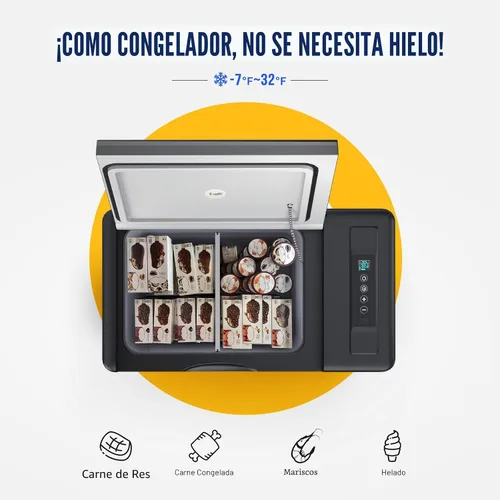 Miniatura 3 de BougeRV Refrigerador de 12 Voltios Refrigerador de Carro 12V Congelador Portátil de 30 Cuartos Enfriador con Compresor Congelador con Compresor