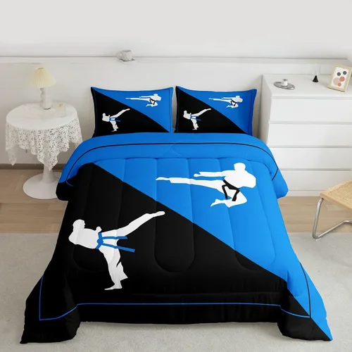 Miniatura 4 de Castle Fairy Juego de edredón de Taekwondo, juego de ropa de cama de estilo japonés para niños, niñas, mujeres, adultos, edredón de kungfu Kungfu 03
