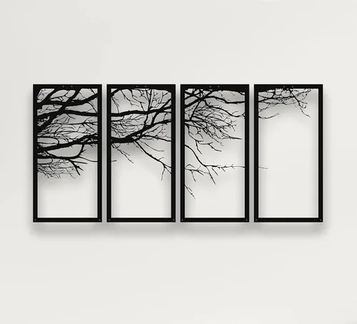 Miniatura 10 de DEKADRON Arte de pared de metal, árbol de la vida, 4 piezas, letrero de árbol, decoración de pared, decoración de interiores, regalo de inauguración
