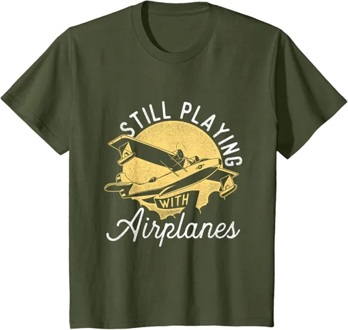 Miniatura 13 de Still Playing With Airplanes - Camiseta de control remoto RC Avión Piloto, Negro