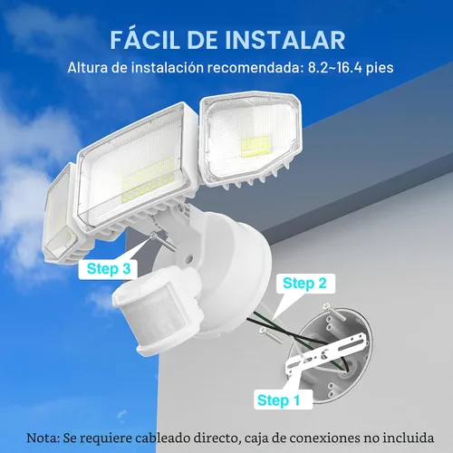 Miniatura 8 de Abovizo Luces de seguridad LED de 85 W con sensor de movimiento para exteriores, 8500 lm de atardecer al amanecer, IP65 impermeable, 6500 K, luz