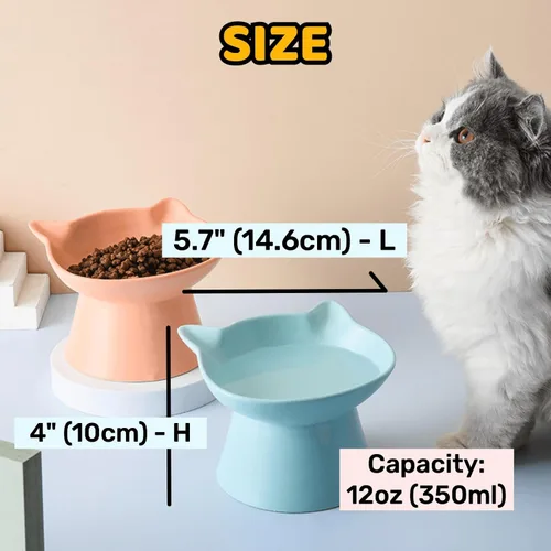 Miniatura 3 de Cuencos elevados de cerámica para gatos, platos de agua elevados para gatos de interior, perros pequeños, cuencos de cerámica de 12 onzas, poco
